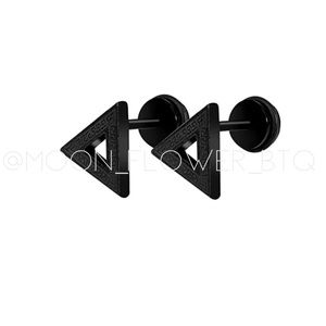Black Stainless Steel Triangle Earrings